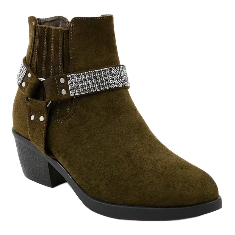 Green suede ankle boots on the post 9031 1