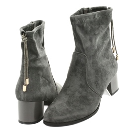 M.Daszyński Suede high-heeled boots Daszyński SA58 grey 4