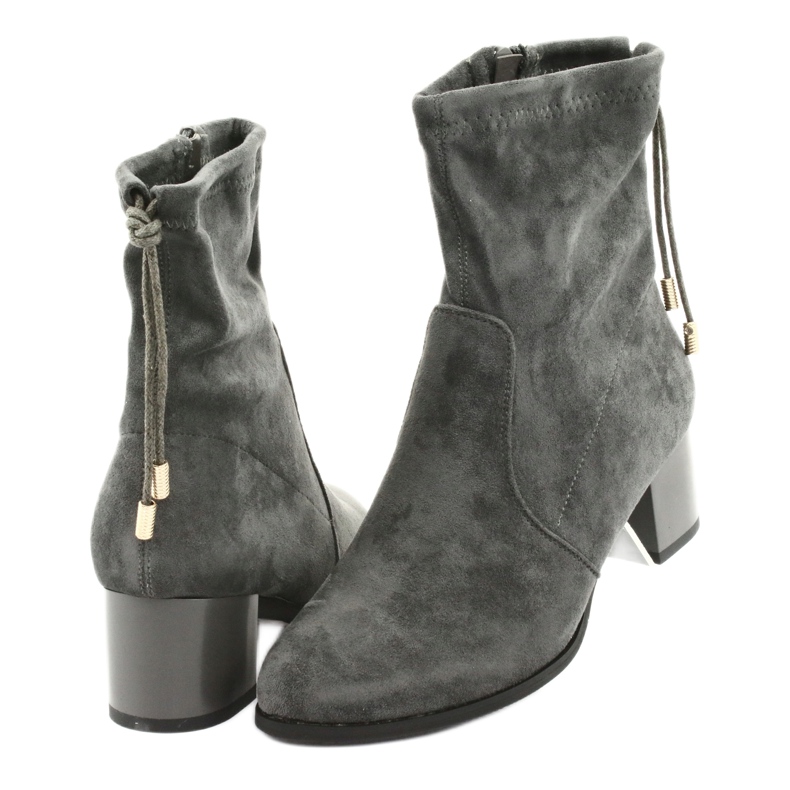 M.Daszyński Suede high-heeled boots Daszyński SA58 grey 4