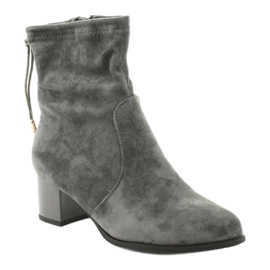 M.Daszyński Suede high-heeled boots Daszyński SA58 grey 1