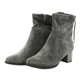 M.Daszyński Suede high-heeled boots Daszyński SA58 grey 3