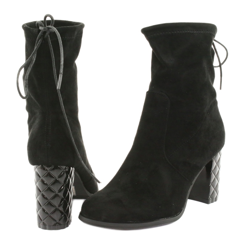 M.Daszyński Suede ankle boots with a decorative heel Daszyński 154 black 4