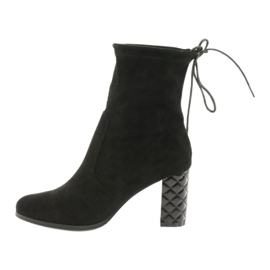 M.Daszyński Suede ankle boots with a decorative heel Daszyński 154 black 2