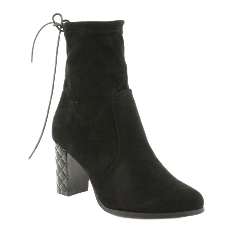 M.Daszyński Suede ankle boots with a decorative heel Daszyński 154 black 1