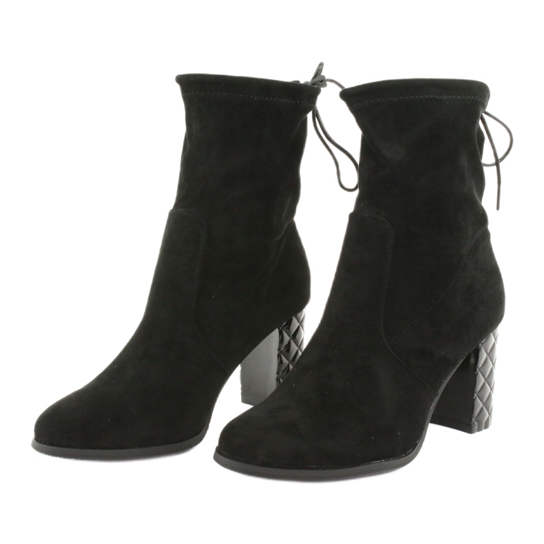 M.Daszyński Suede ankle boots with a decorative heel Daszyński 154 black 3