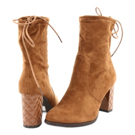 M.Daszyński Daszyński suede boots on a decorative heel 154 Camel brown 4