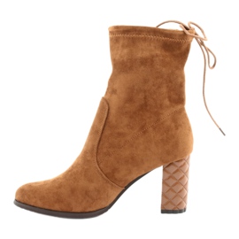 M.Daszyński Daszyński suede boots on a decorative heel 154 Camel brown 2