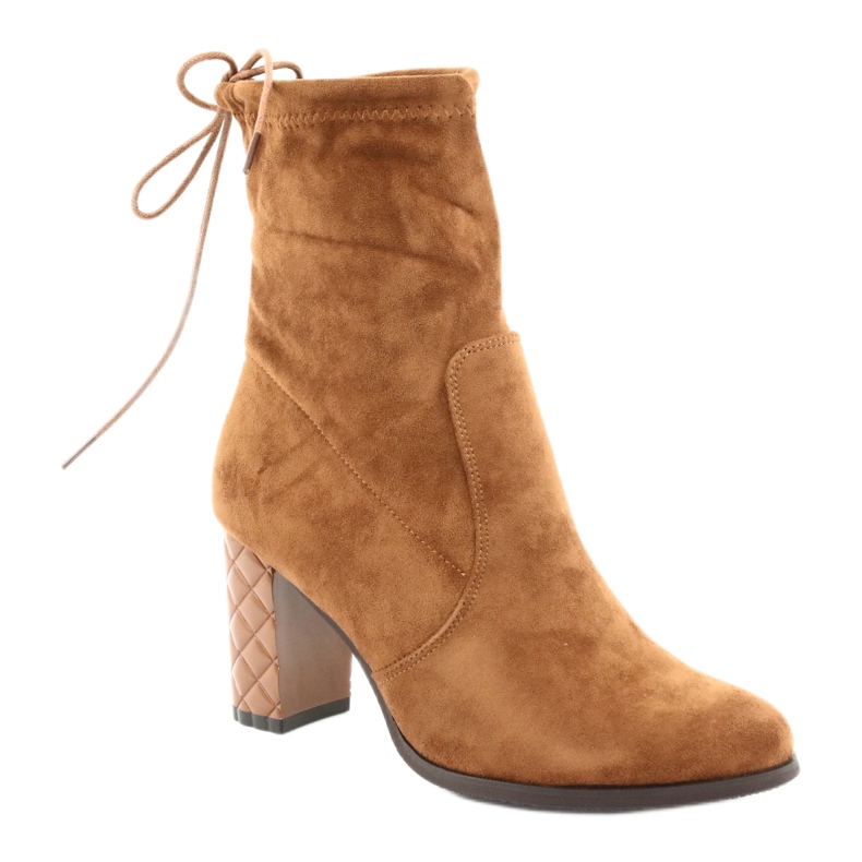 M.Daszyński Daszyński suede boots on a decorative heel 154 Camel brown 1