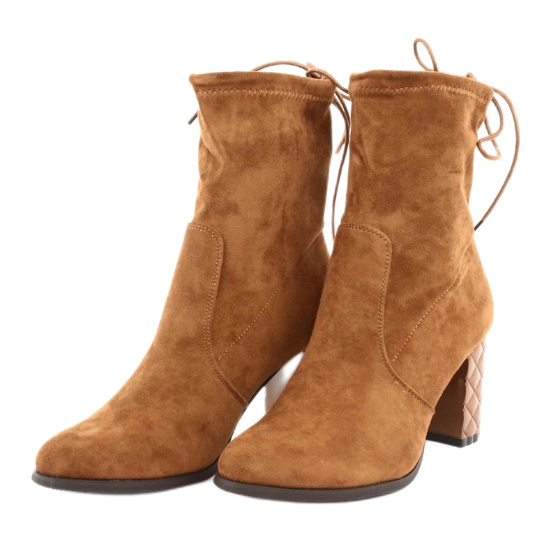 M.Daszyński Daszyński suede boots on a decorative heel 154 Camel brown 3