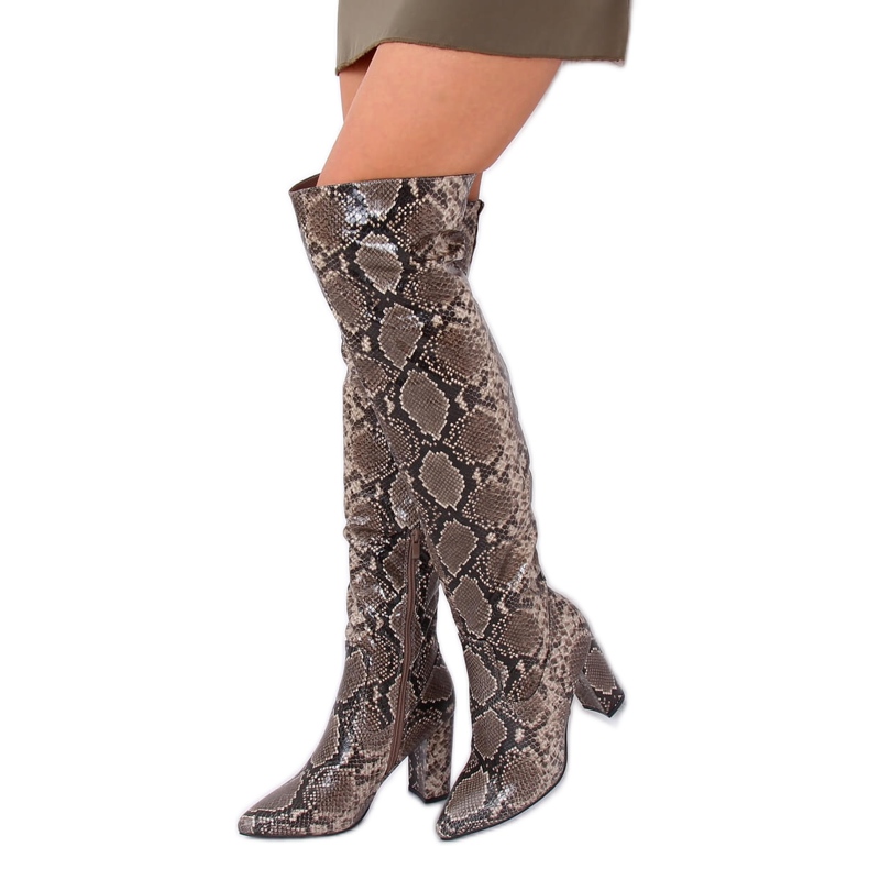 Over-the-knee boots DA28 Khaki Snake multicolored 1