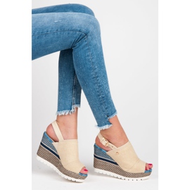 Vices Textile wedge sandals with a pattern brown 1