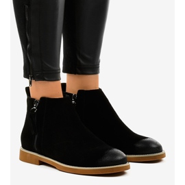 Women's black flat boots with a zipper 6830-PA 1