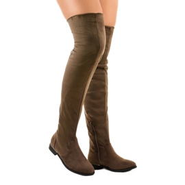 Brown flat over the knee boots BM131 green 1