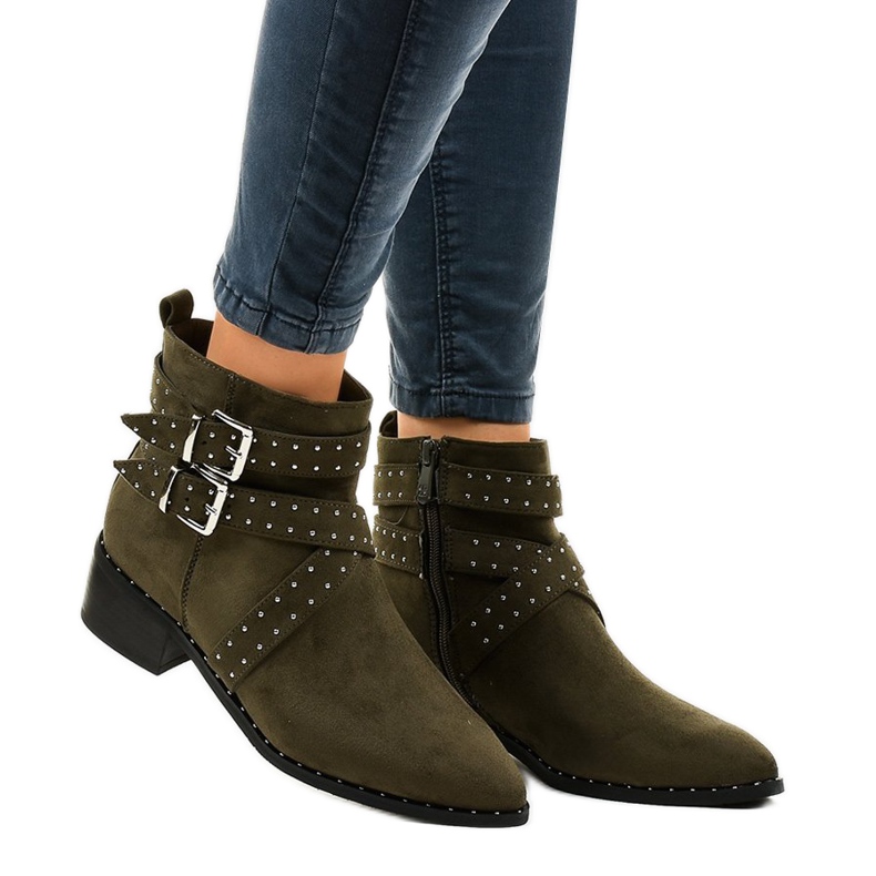 Green suede ankle boots on the T172 post 1
