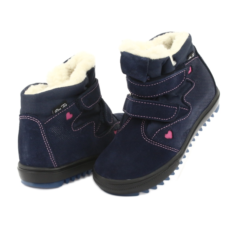 Boots with a membrane Ren But 3346 velcro navy blue pink 4