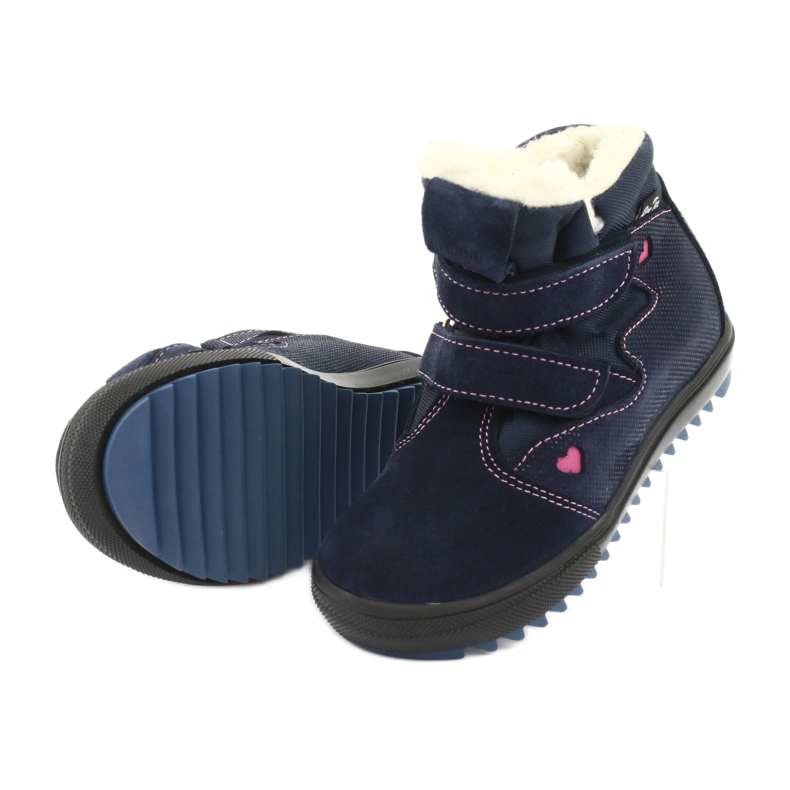 Boots with a membrane Ren But 3346 velcro navy blue pink 5