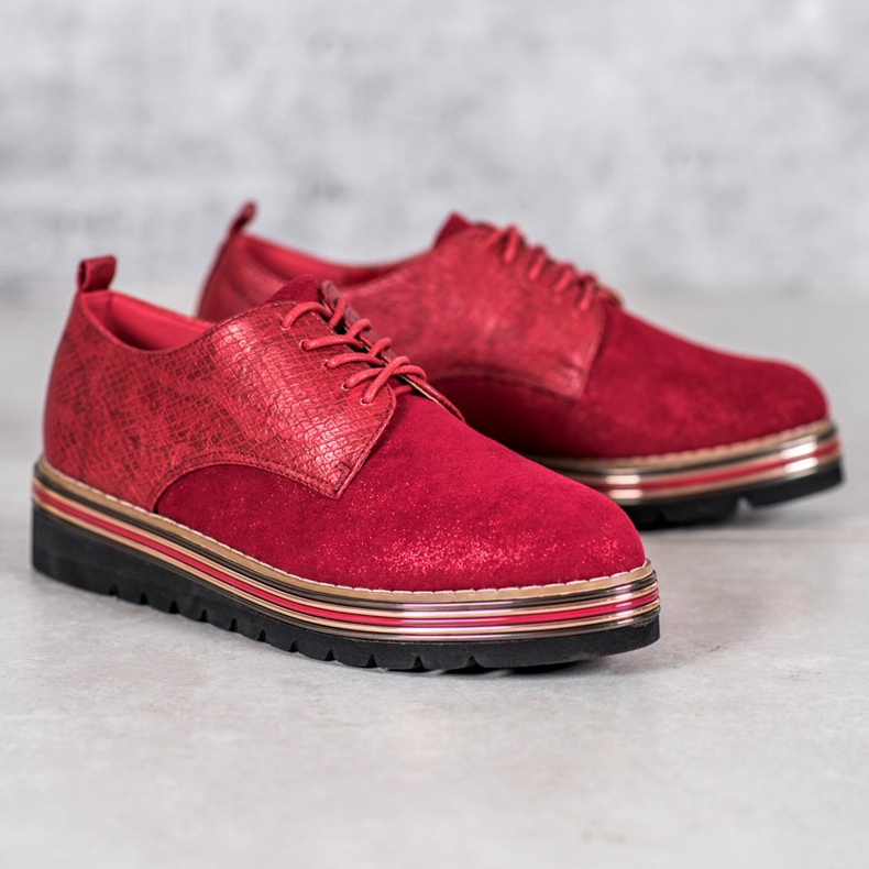 SHELOVET Shoes On the Snake Print Platform red 1