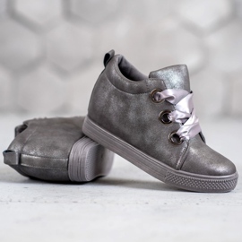 New Tlck Shoes tied with a ribbon grey 1