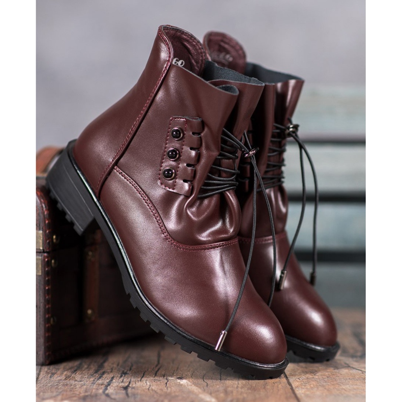 Groto Gogo Boots With Ribbed red 1