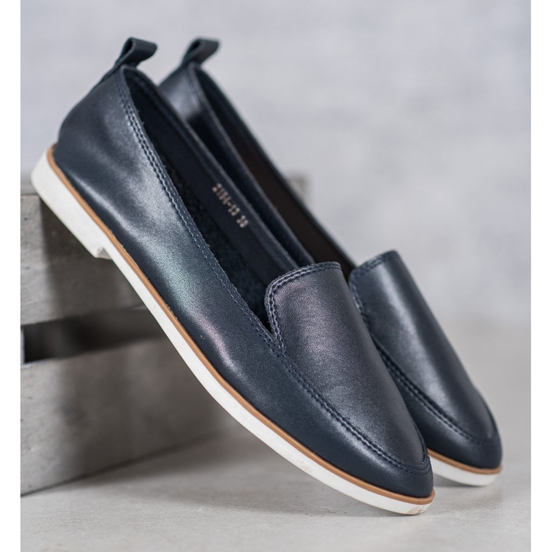 Mazaro Navy blue leather loafers 1