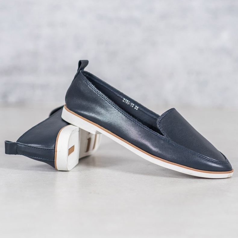 Mazaro Navy blue leather loafers 2