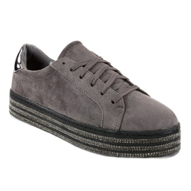 Gray embellished women's sneakers G280 grey 1