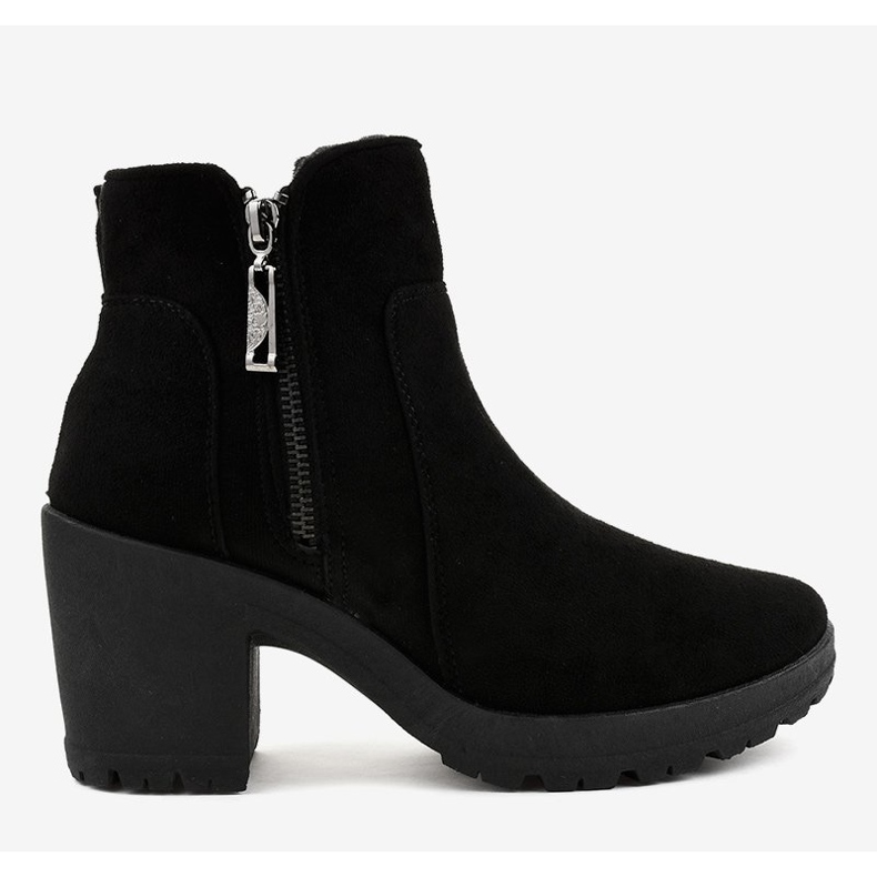 Black suede ankle boots with a HX-035 zipper 2