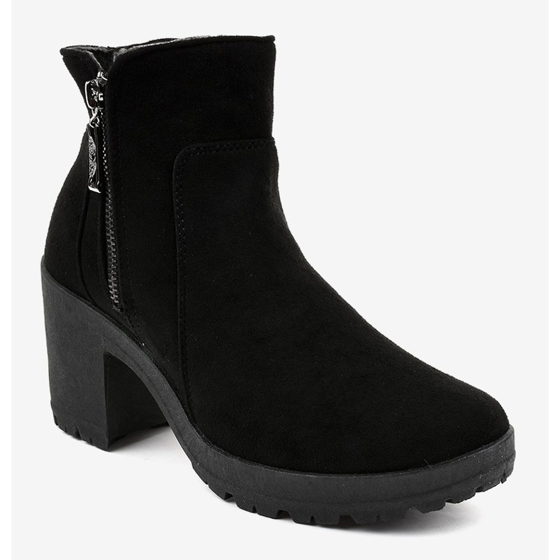 Black suede ankle boots with a HX-035 zipper 1