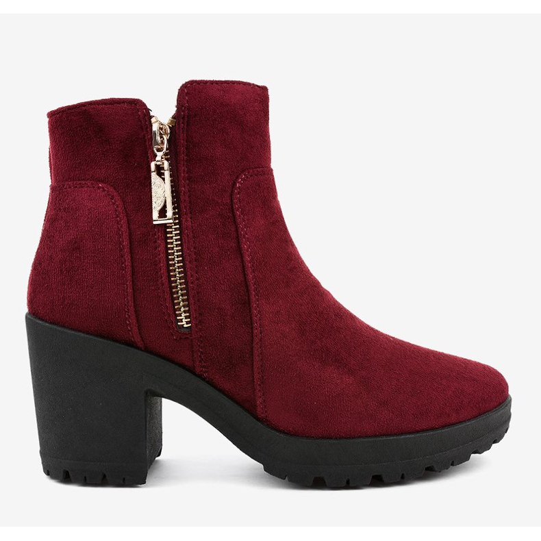 Burgundy suede boots on the post with HX-035 zipper red 2