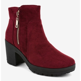 Burgundy suede boots on the post with HX-035 zipper red 1
