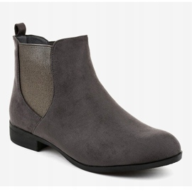 Gray suede flat boots with elastic 100-917BO grey 1