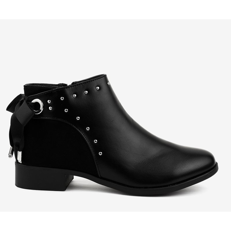 Black flat women's boots with a ribbon Y8162 2