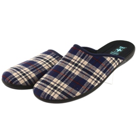 Slippers men's Adanex checkered slippers brown navy blue 3 Slippers men's Adanex checkered slippers brown navy blue 3