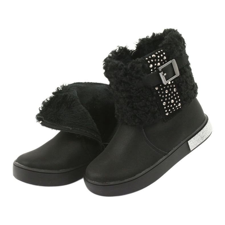 American Club Girls' boots with fur gc35 with black sequins 5