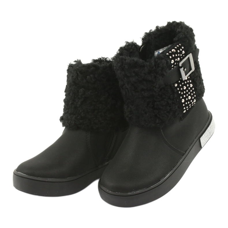 American Club Girls' boots with fur gc35 with black sequins 3