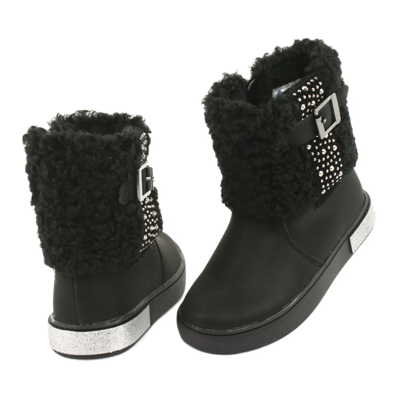 American Club Girls' boots with fur gc35 with black sequins 4