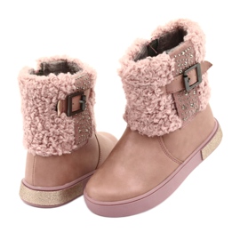 American Club Boots with fur with a zipper pink 4