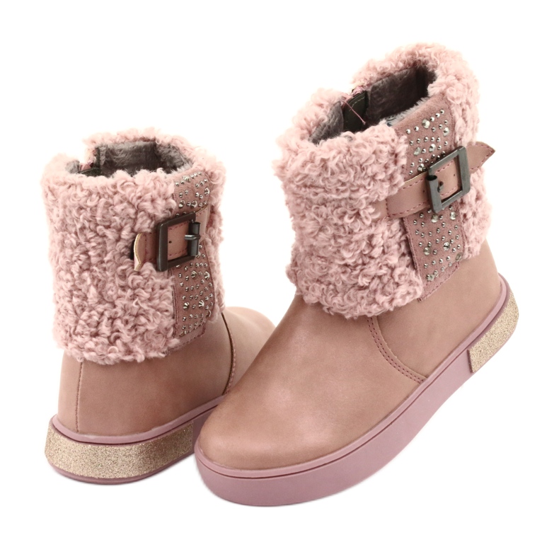 American Club Boots with fur with a zipper pink 4