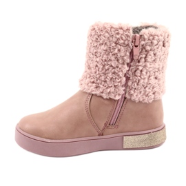American Club Boots with fur with a zipper pink 2