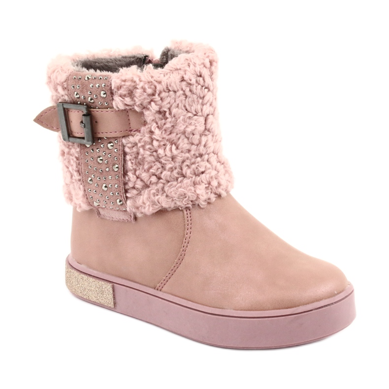 American Club Boots with fur with a zipper pink 1
