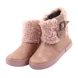 American Club Boots with fur with a zipper pink 3