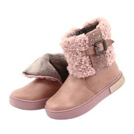 American Club Boots with fur with a zipper pink 5