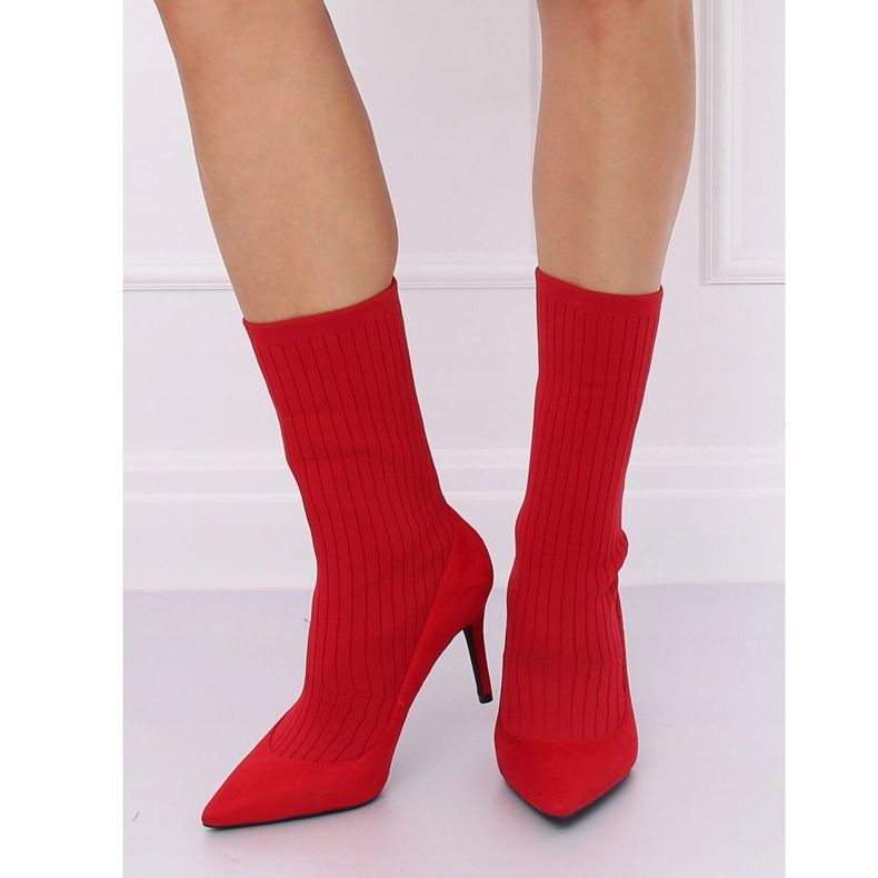 Boots with a sock upper red T5033 Red 2