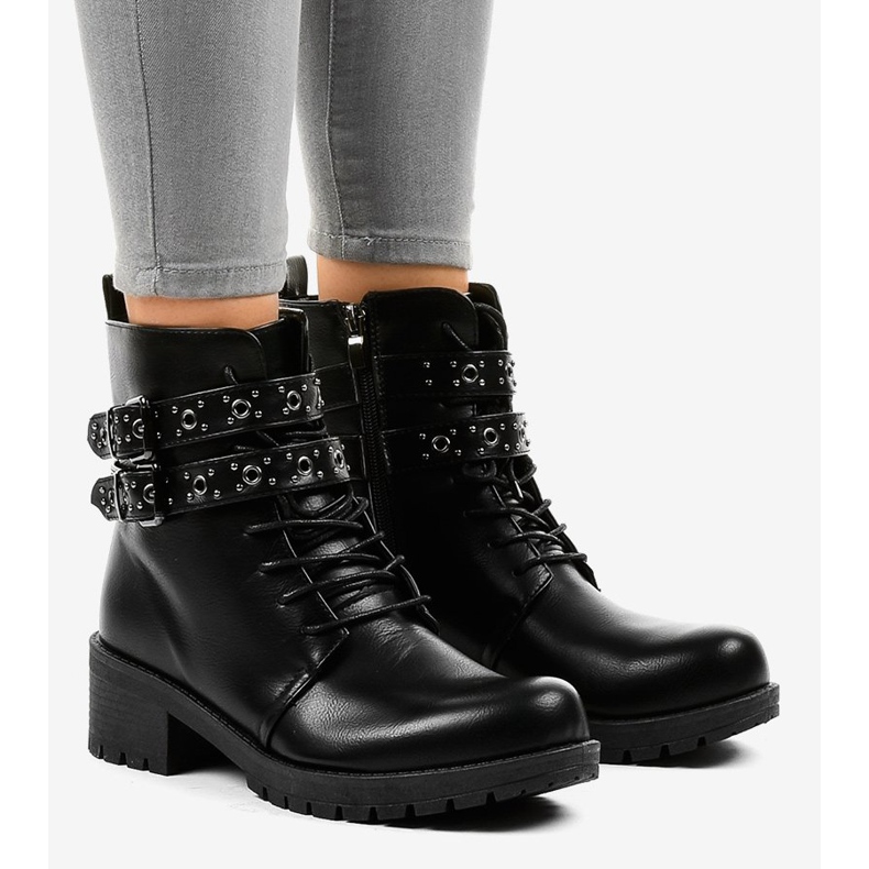 Black boots with buckles 9996-7 1