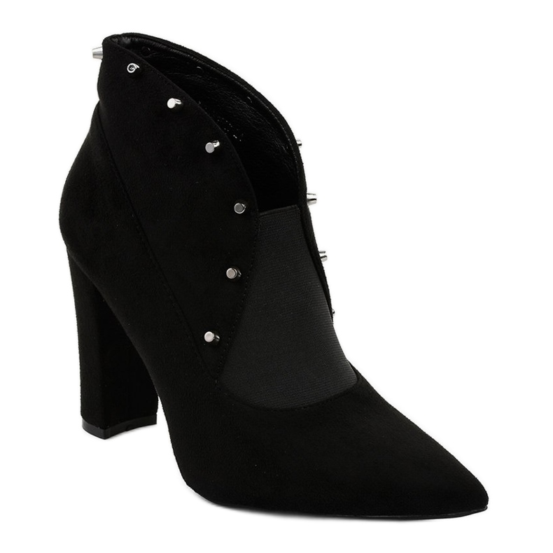 Black slip-on ankle boots with an elastic band N2AX1629 1