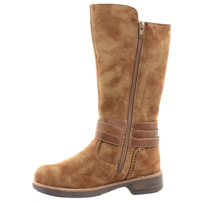 American Club GC31 long boots with rhinestones brown 2