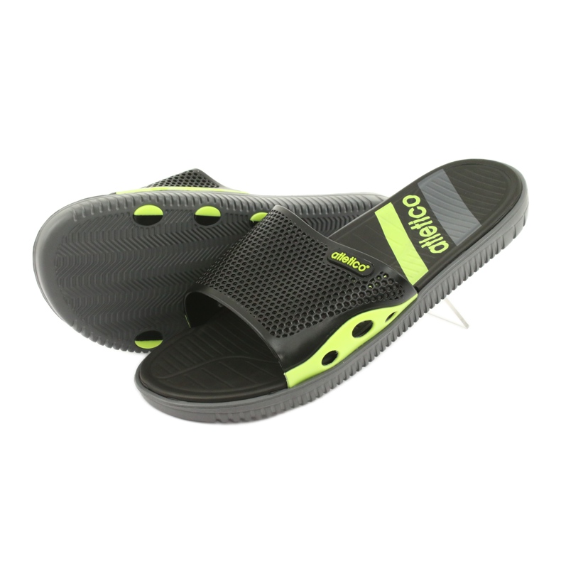 Men's black slippers for the Atletico swimming pool green 3