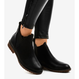 Black flat ankle boots with an elastic W360 2