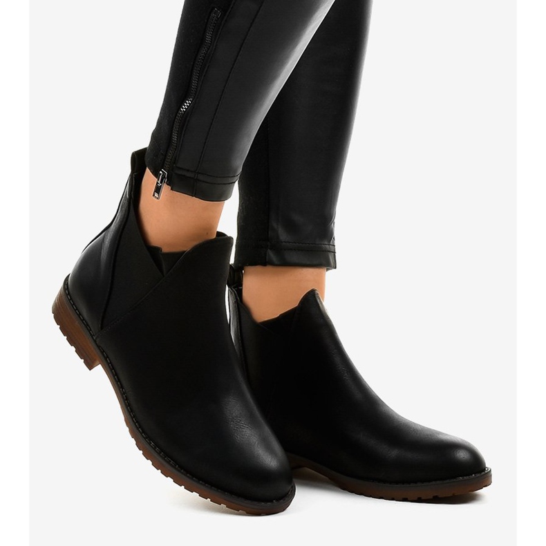 Black flat ankle boots with an elastic W360 2
