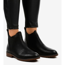 Black flat ankle boots with an elastic W360 1